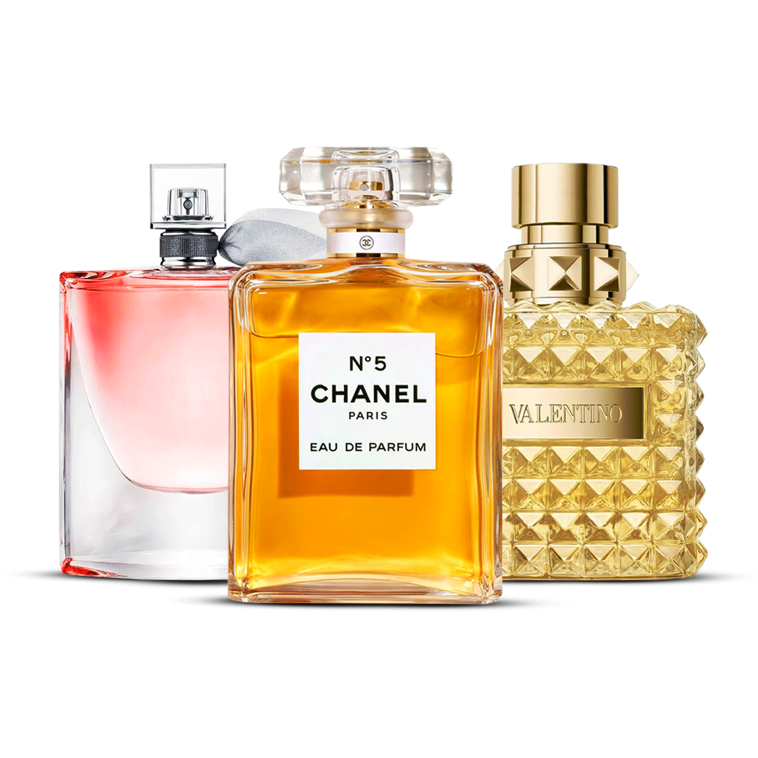 Combination of 3 women's perfumes – La Vie Est Belle, Chanel Nº5 and Valentino Donna [100 ml]