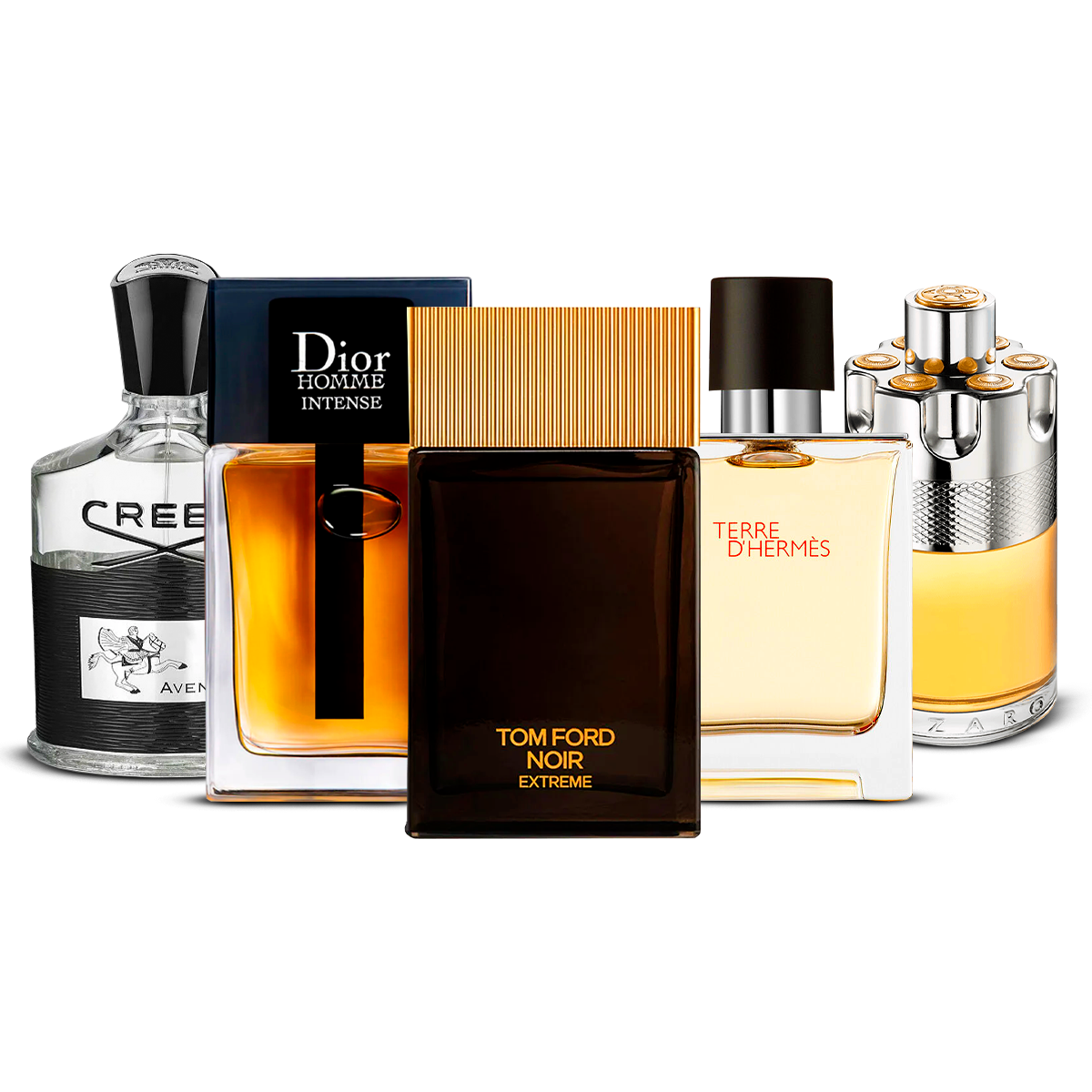 Combination of 5 men's perfumes – Creed Aventus, Dior Homme Intense, Tom Ford Noir Extrême, Terre d'Hermès and Azzaro Wanted [100 ml]