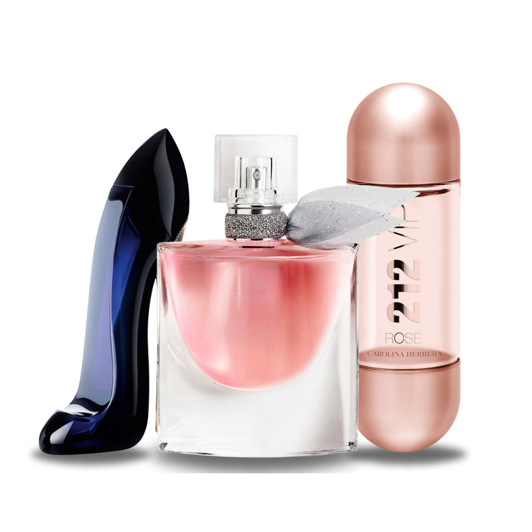 Combination of 3 fragrances - Good Girl from Carolina Herrera, La Vie Est Belle from Lancôme and 212 VIP Rosé from Carolina Herrera [100 ml]