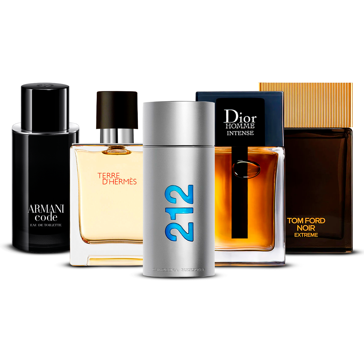 Combination of 5 men's perfumes – Armani Code, Terre d'Hermès, 212 Men, Dior Homme Intense and Tom Ford Noir Extrême [100 ml]