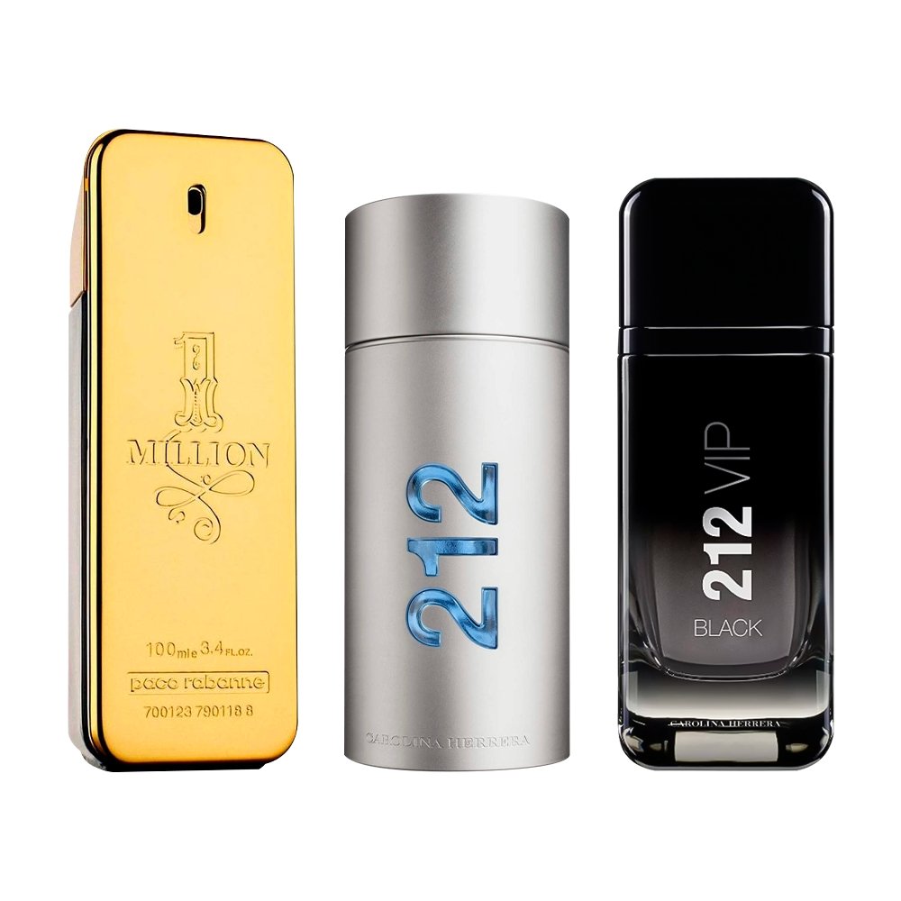 Combination of 3 men's perfumes - 1 Million, 212 MEN and 212 Black [100 ml]