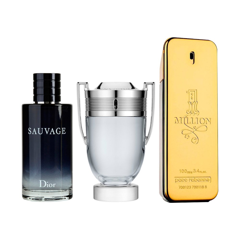 Combination of 3 men's perfumes – Sauvage, Invictus and 1 Million [100 ml]