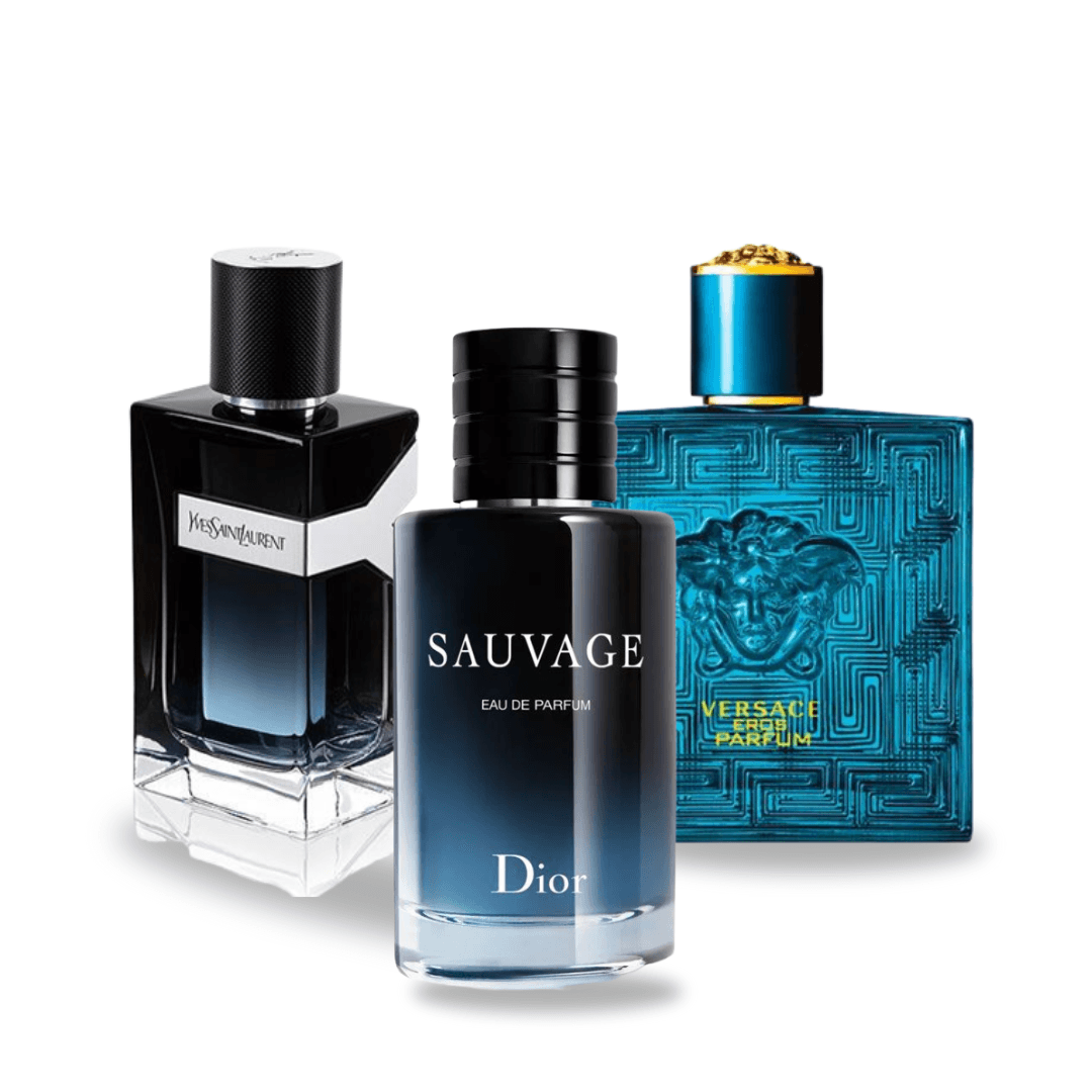 Combination of 3 fragrances - Y from Yves Saint Laurent, Sauvage from Dior and Versace Eros from Versace [100 ml]