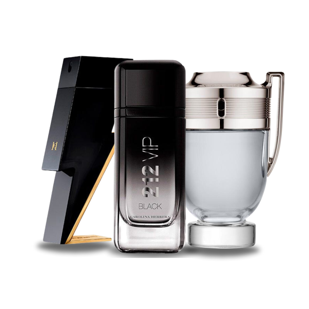 Combination of 3 fragrances - Bad Boy from Carolina Herrera, 212 VIP Black from Carolina Herrera and Invictus from Paco Rabanne [100 ml]